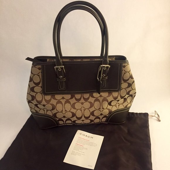 Coach Handbags - Coach Signature Satchel Handbag Brown